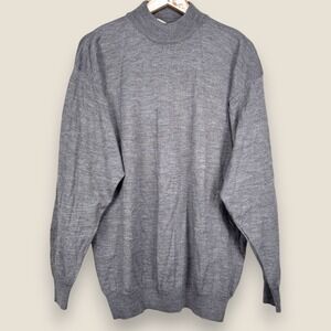 Alan Stuart Mock Neck Sweater Men Large Gray Italian Wool Blend Made in Italy
